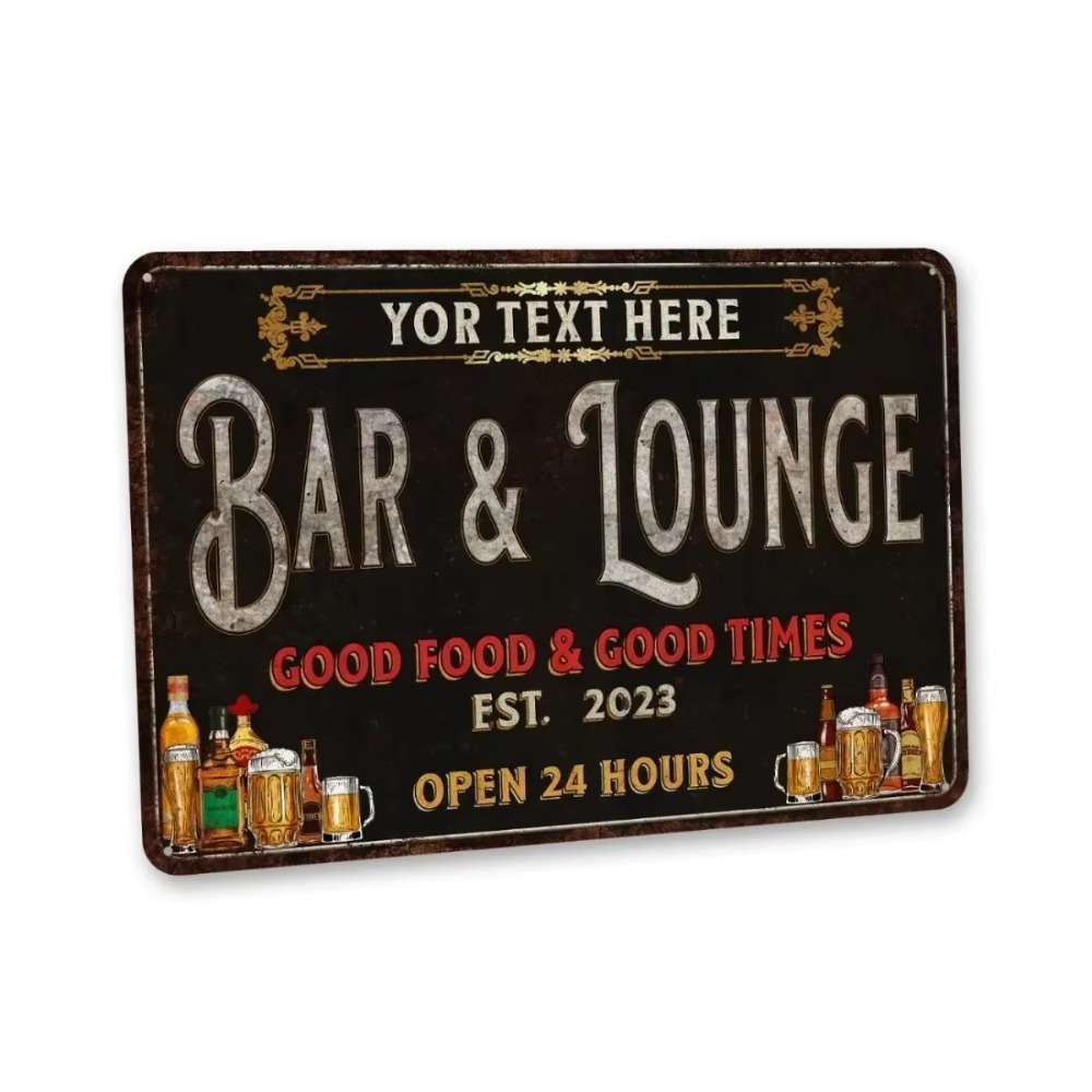 Home Bar Lounge - Plaque murale en métal personnalisée avec